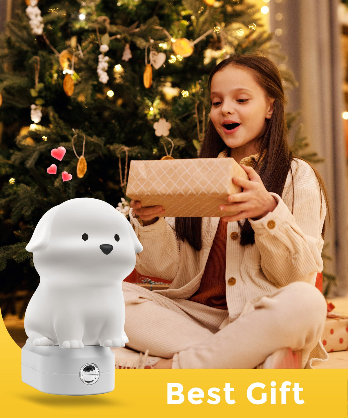 L LOHAS LED puppy night light enhances kid room decor with a friendly glow.
