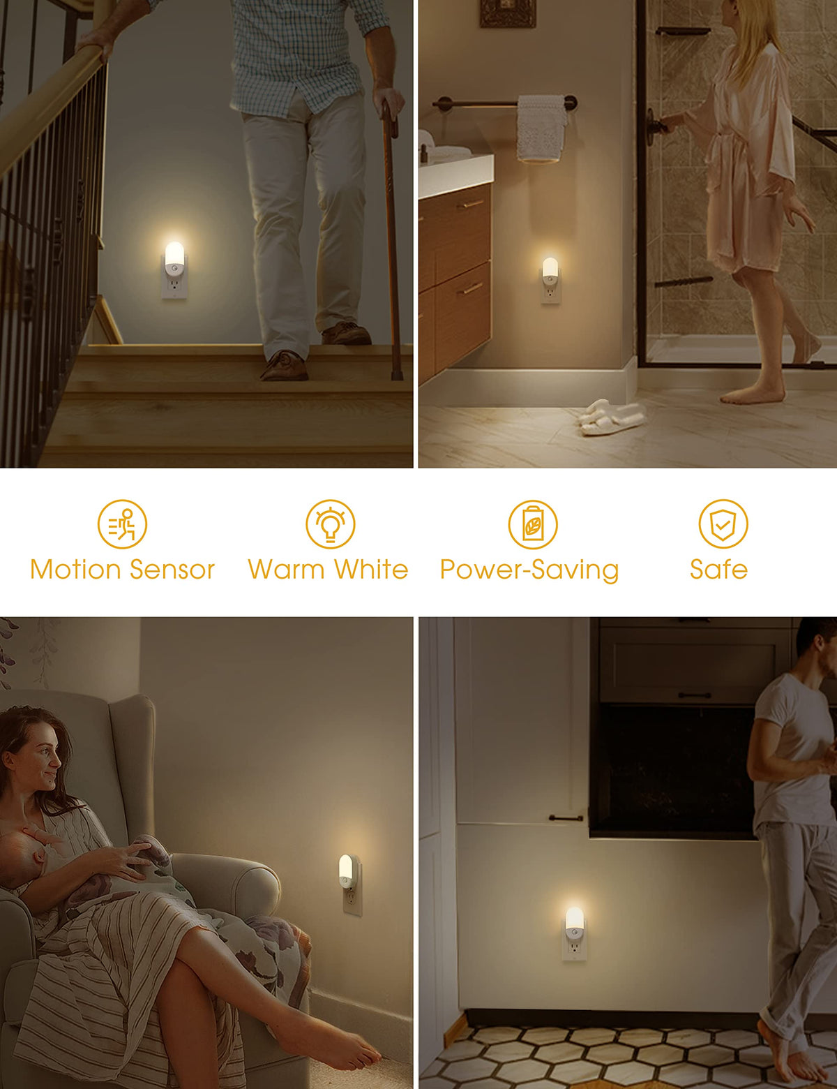 L LOHAS LED night light in bathroom setting for late-night routines