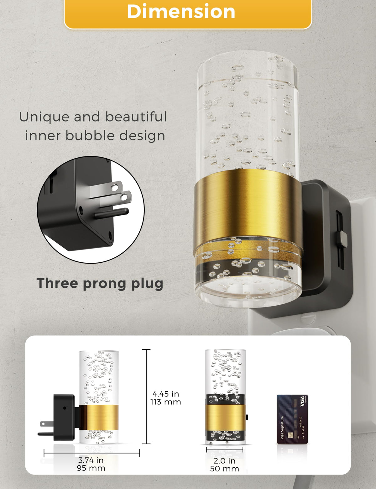 L LOHAS LED night light easy installation with three-prong plug