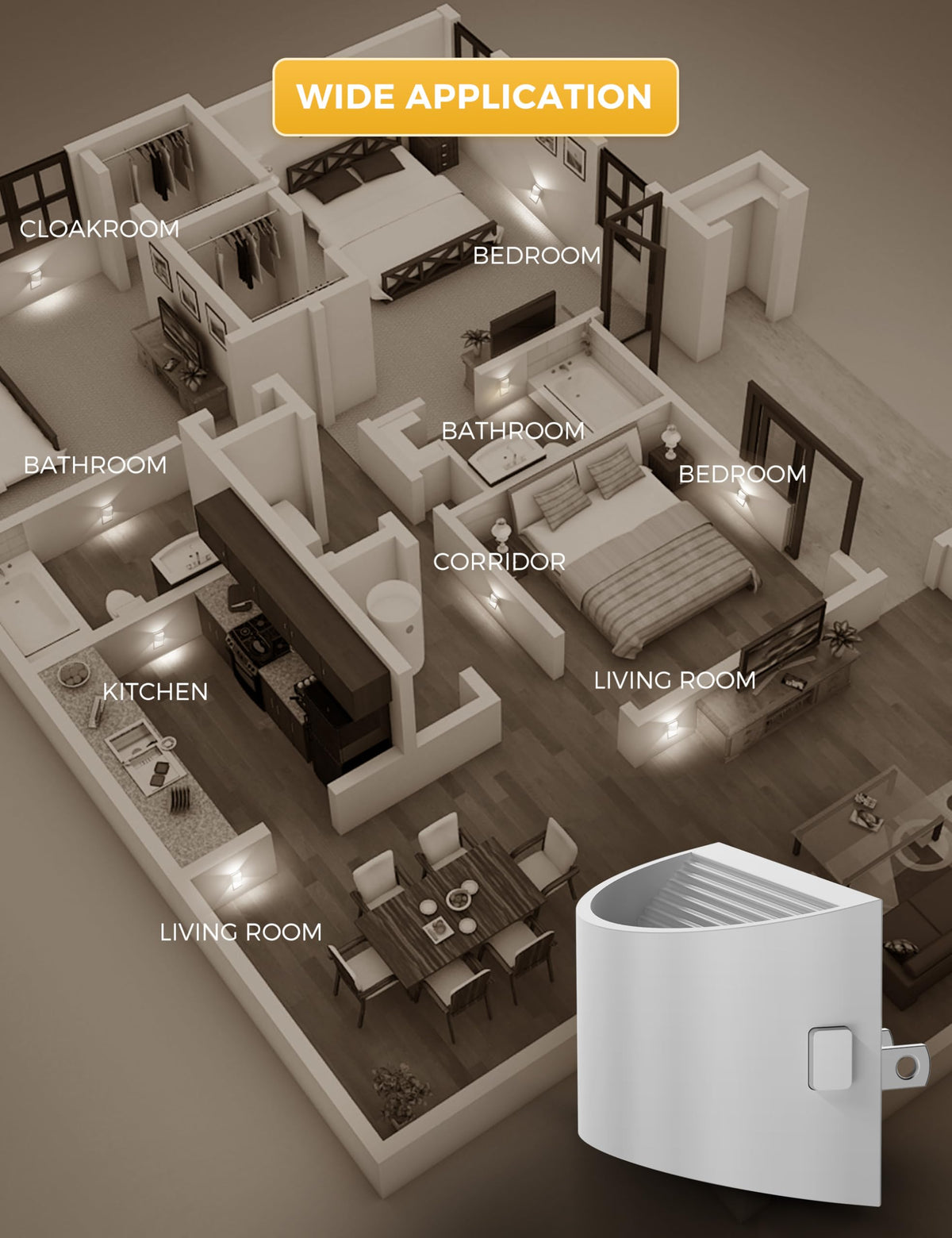 L LOHAS LED night light comes as a convenient 2-pack for multiple rooms.