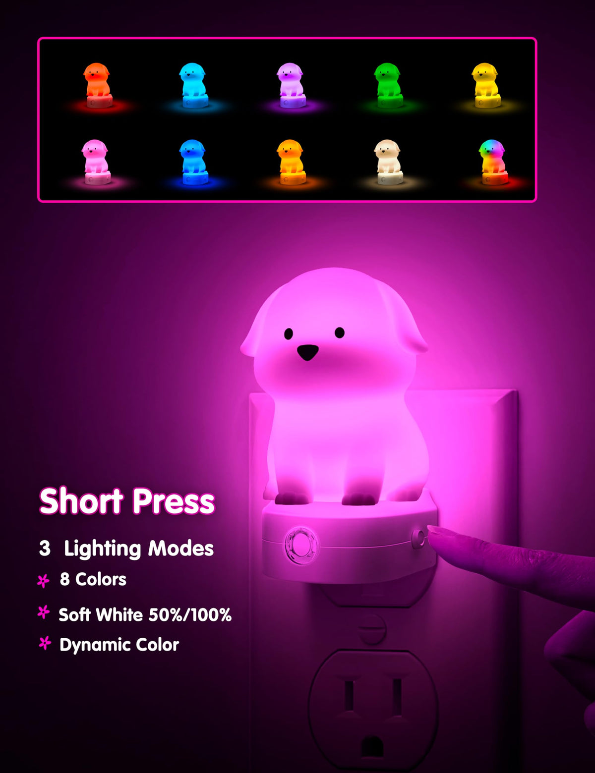L LOHAS LED night light offers 3 lighting modes for versatile ambiance.