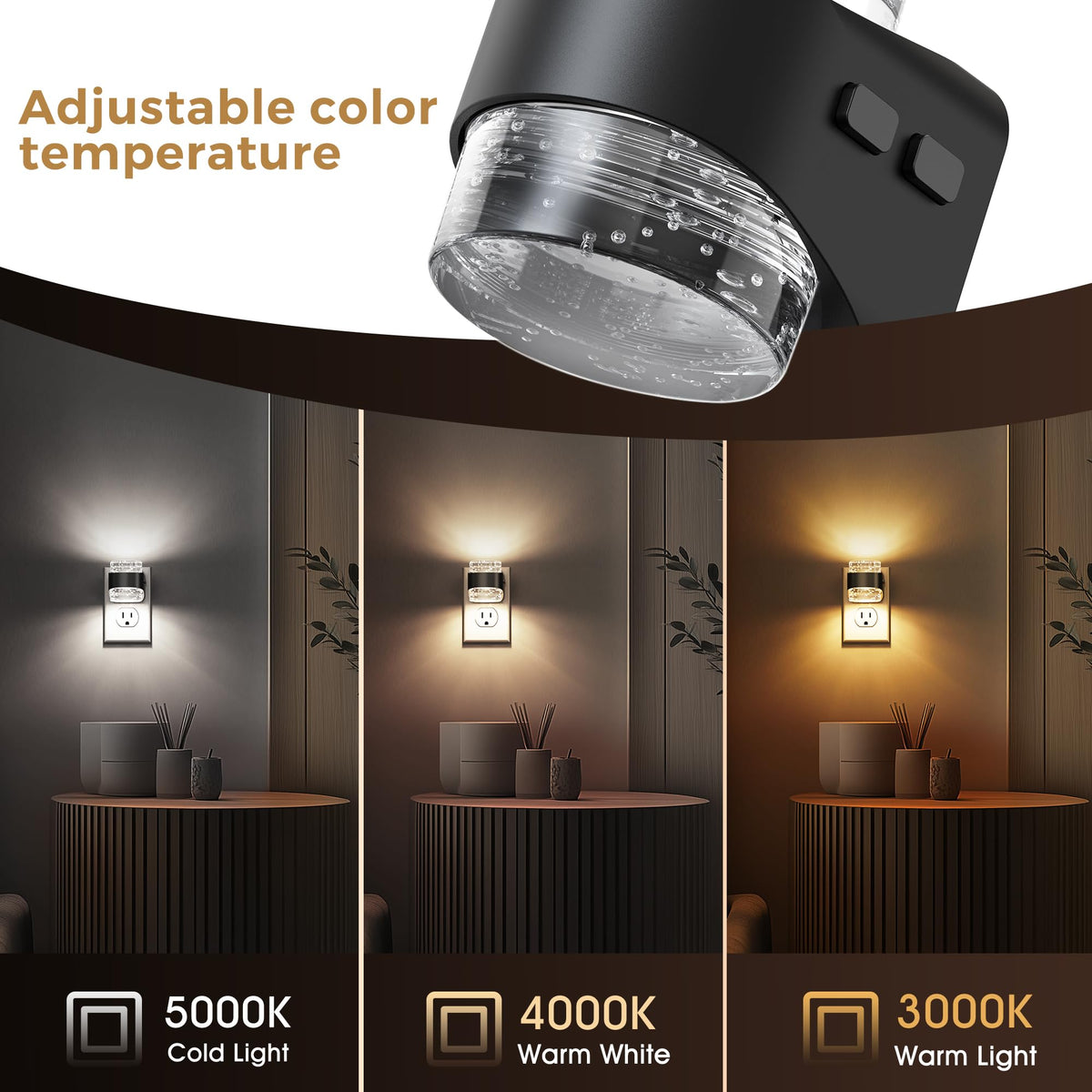 L LOHAS LED Night Light showing 3000K-4000K-5000K color temperatures