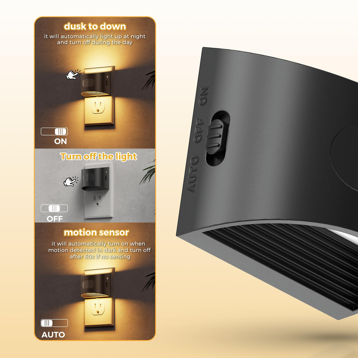 L LOHAS LED night light emits 3000K soft white glow for safe navigation