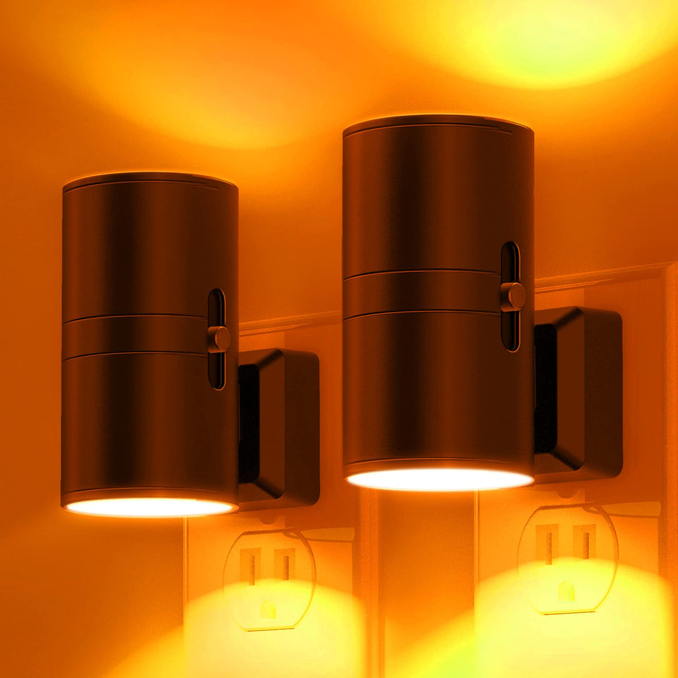 L LOHAS LED amber night light glows warmly for cozy bedrooms.