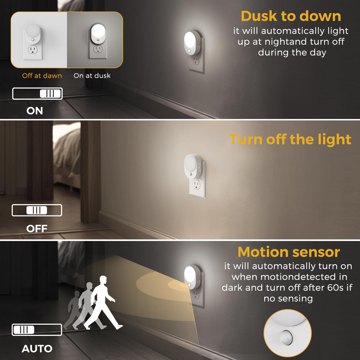 L LOHAS LED auto-motion night light activates with motion for hands-free use.