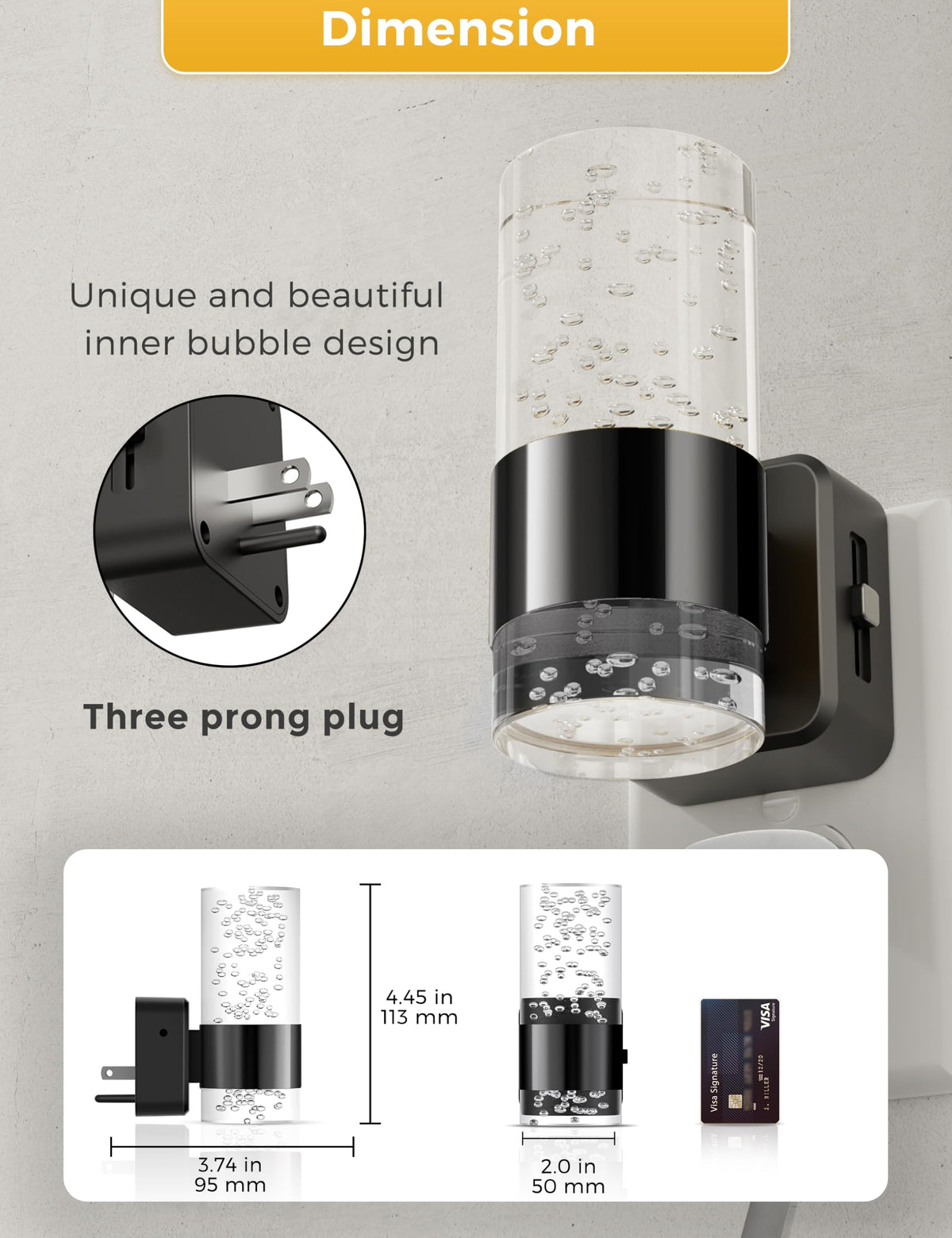 Elegant night light suitable for bathrooms, hallways, and living spaces