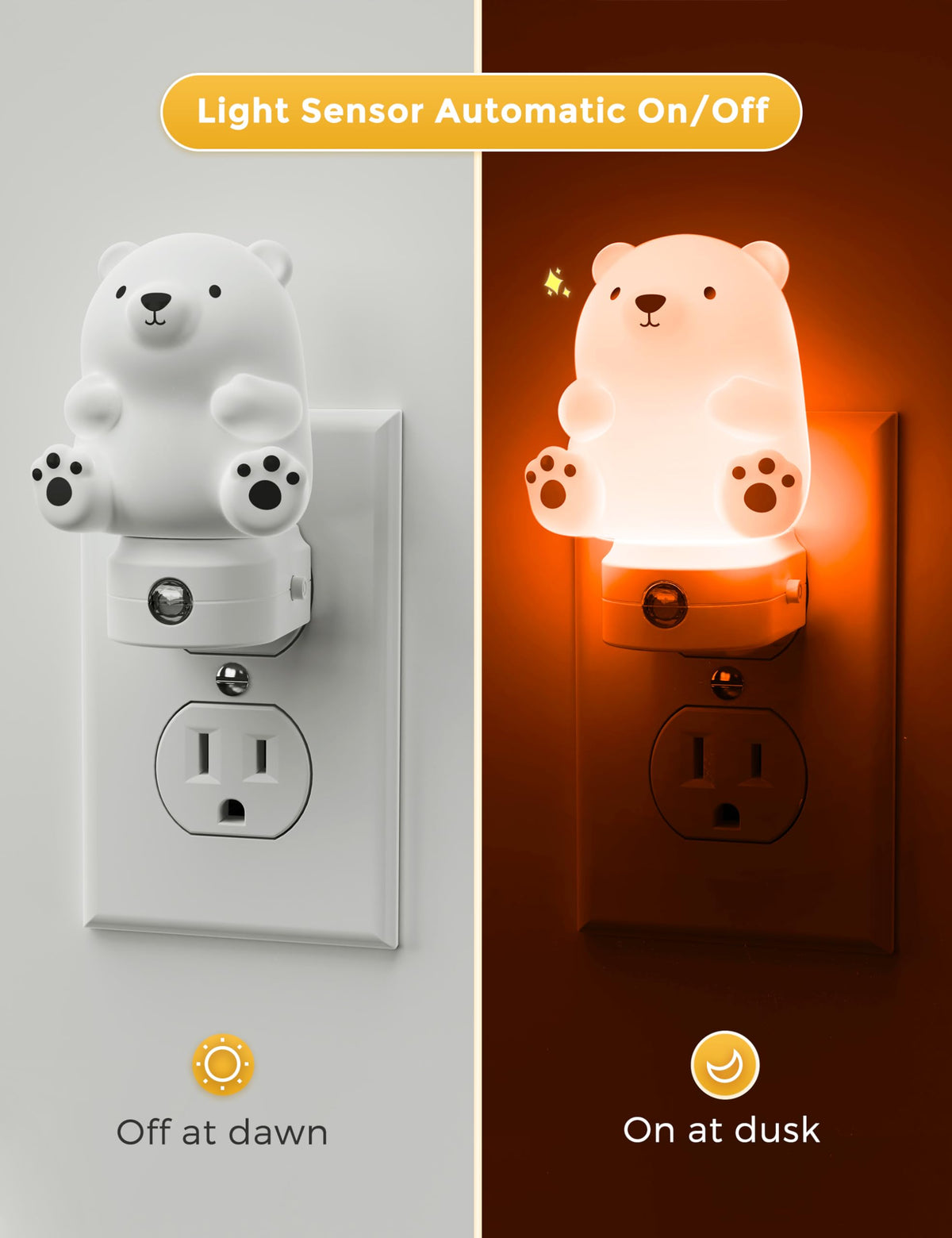 L LOHAS LED bear night light closeup highlights 3D design and kid-friendly charm.