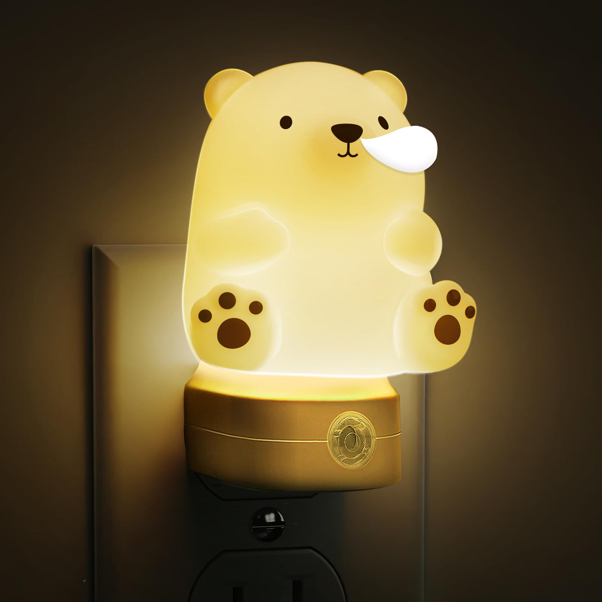 L LOHAS LED bear night light front view for cozy bedtime ambiance.