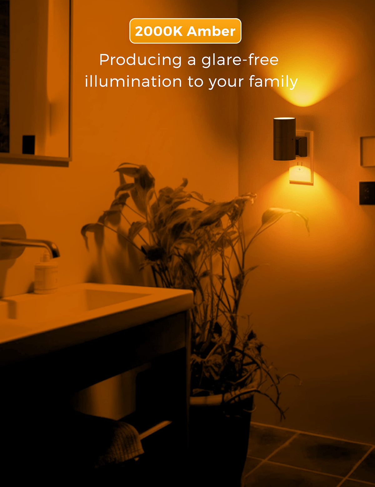 L LOHAS LED amber night light ideal for bedrooms and nurseries.