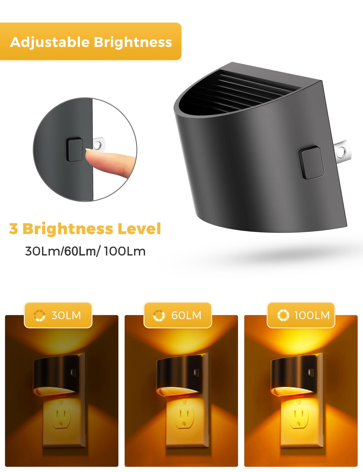 L LOHAS LED black cylindrical-frame design preserves outlets while lighting.