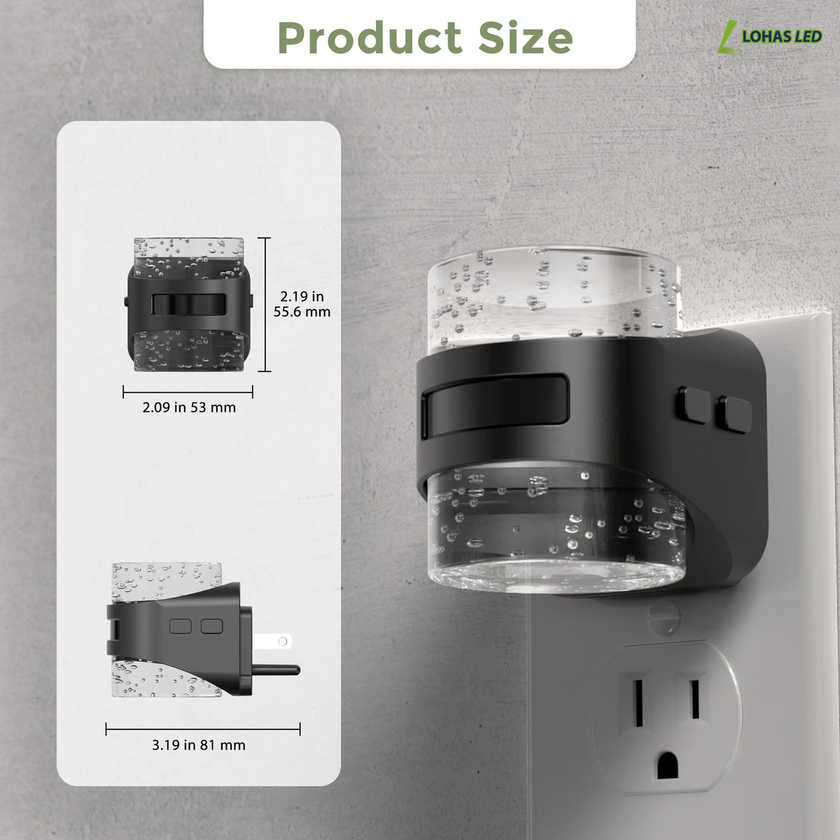 L LOHAS LED 3 lighting modes offer auto, on, and off options.