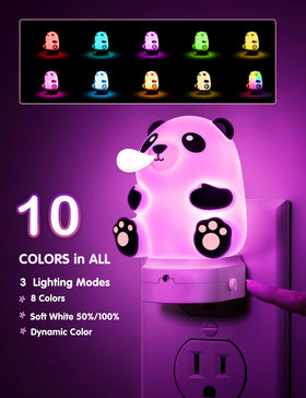 L LOHAS LED night light in a child’s room with friendly panda design