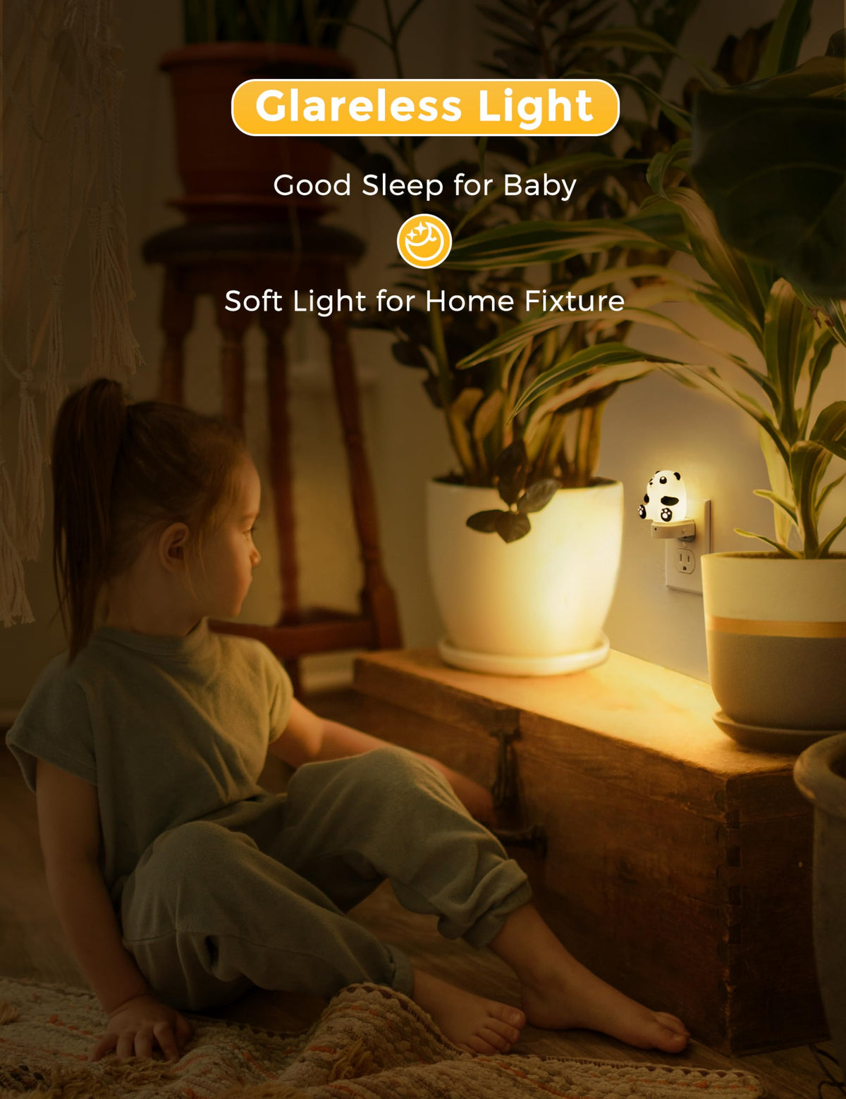 L LOHAS LED night light with 8 color modes and soft white for mood setting