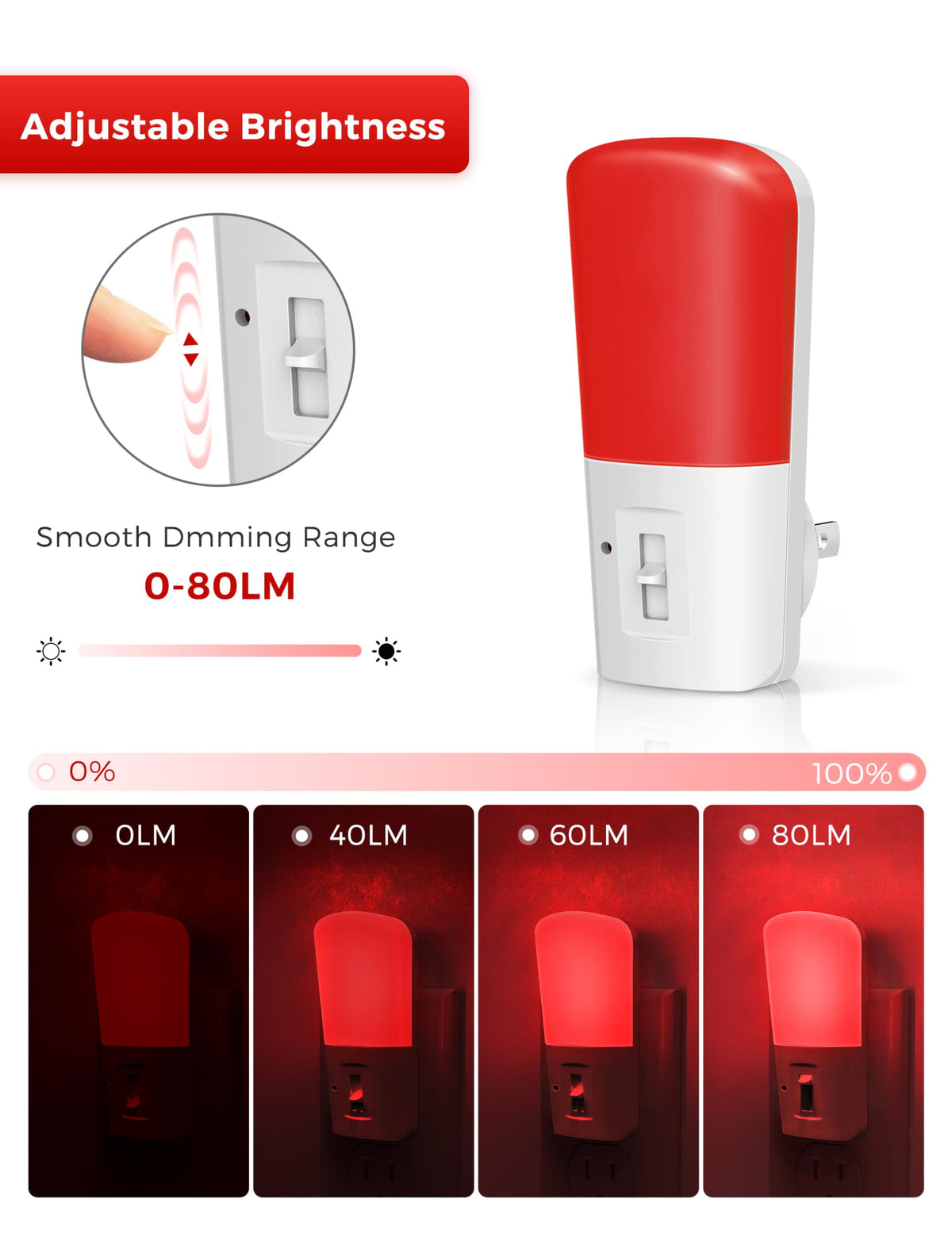 L LOHAS LED dimmable night light from 0 to 80lm for adjustable brightness
