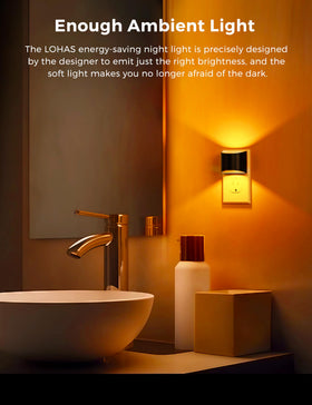 L LOHAS LED dusk-to-dawn sensor night light activates automatically in dim rooms.