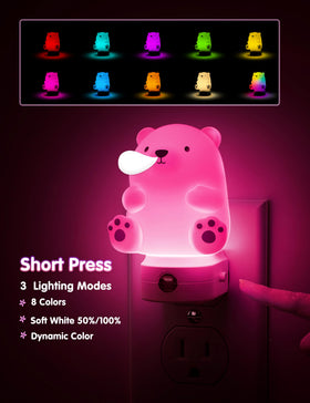 L LOHAS LED bear night light with dusk-to-dawn sensor auto on and off.