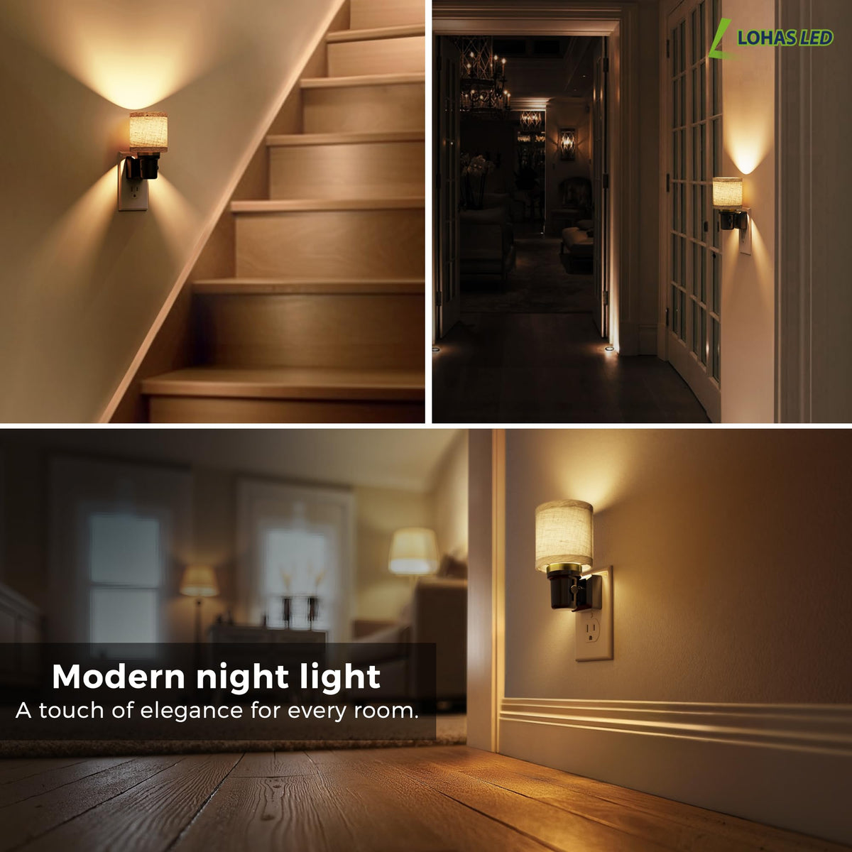 L LOHAS LED night light dusk-to-dawn sensor activates automatically at dusk