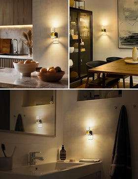 L LOHAS LED night light with golden ring decor adds elegance