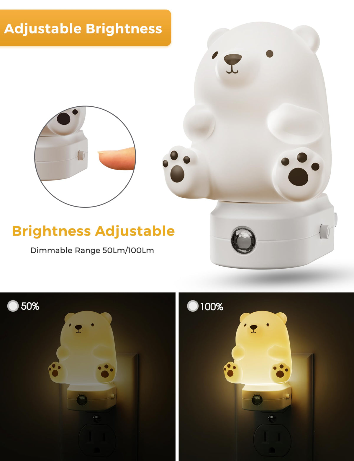 L LOHAS LED bear night light ideal for kids' room decor and playful spaces.