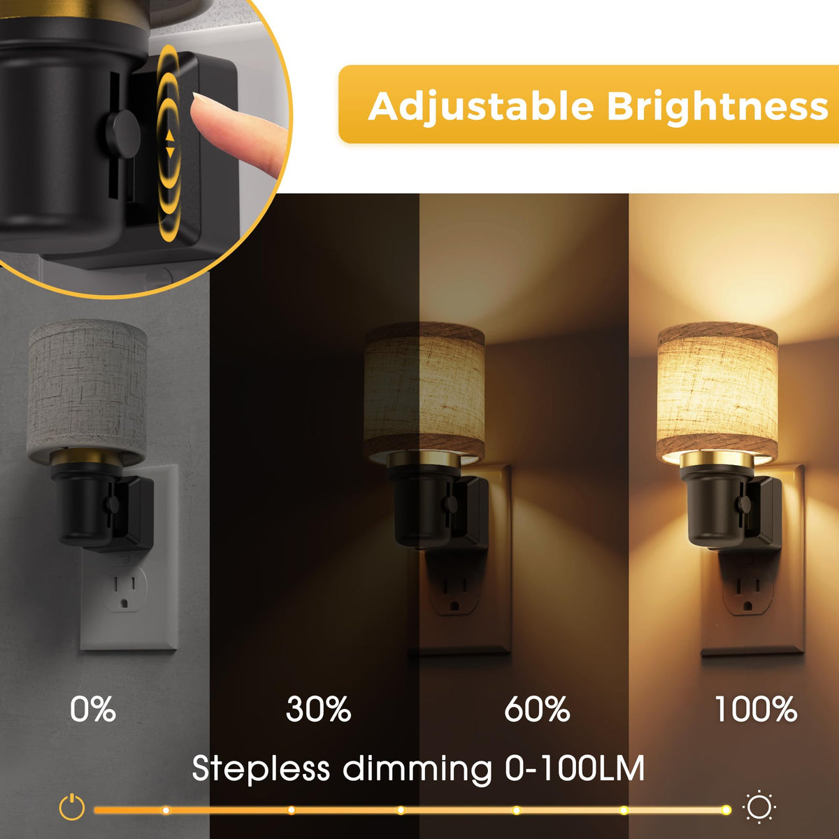 L LOHAS LED night light with linen fabric shade adds cozy ambiance