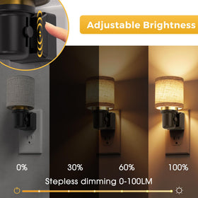 L LOHAS LED night light with linen fabric shade adds cozy ambiance