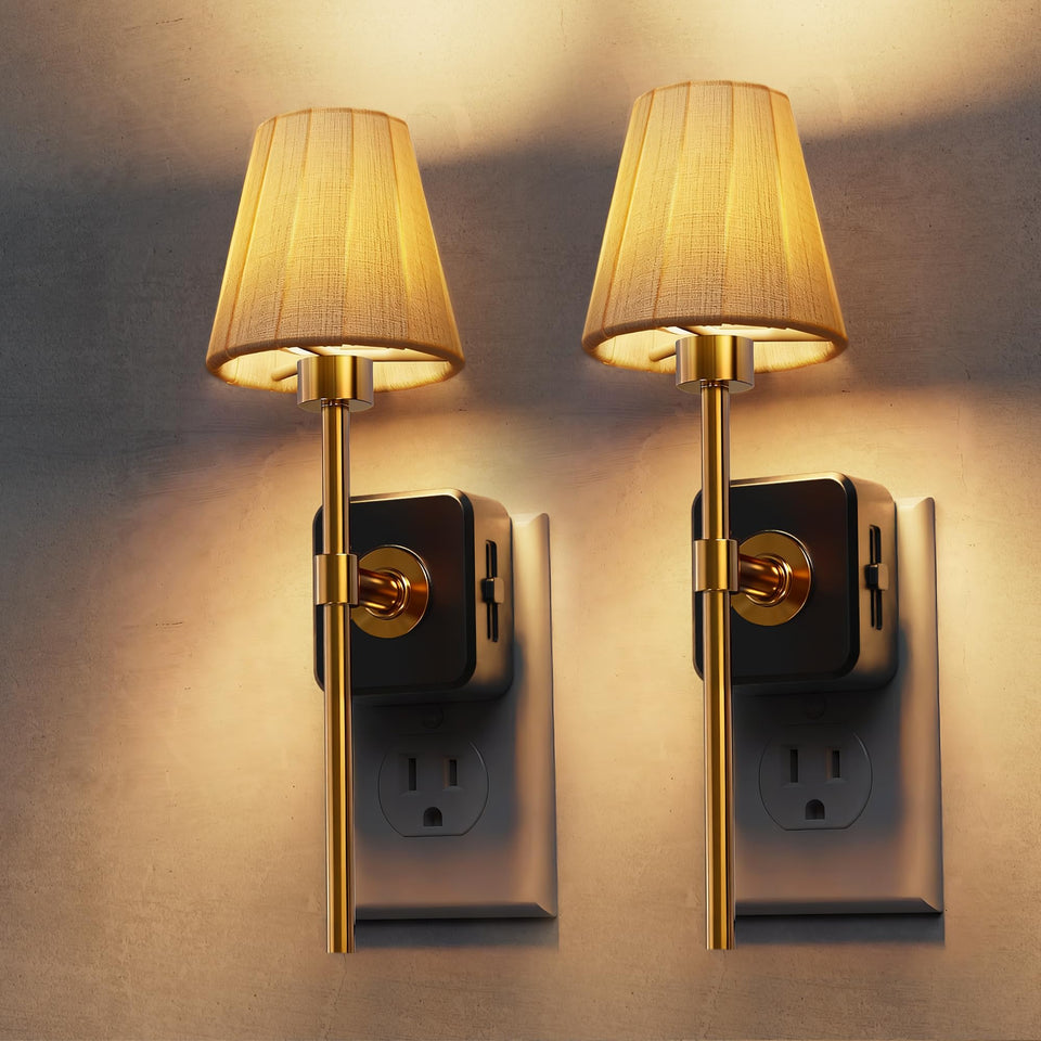 L LOHAS LED night light with pleated fabric cover provides cozy bedroom ambiance.