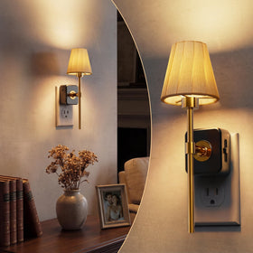 L LOHAS LED night light with pleated fabric cover for warm ambient lighting.