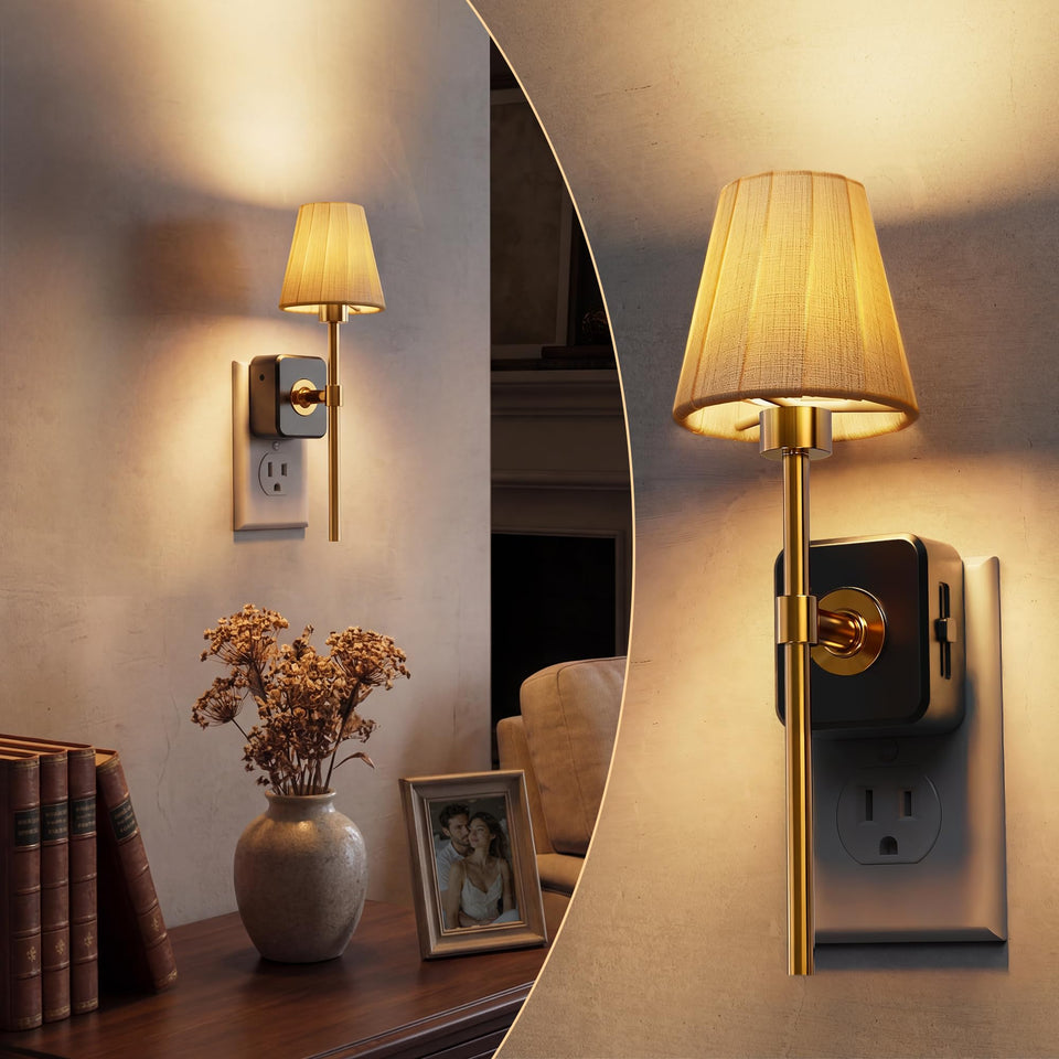 L LOHAS LED night light with pleated fabric cover for warm ambient lighting.