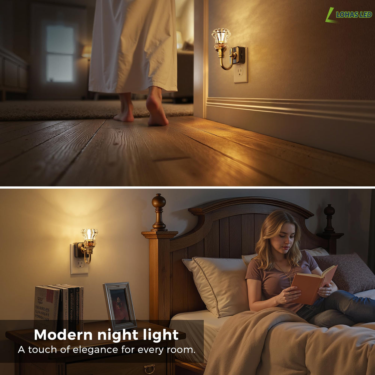 L LOHAS LED plug-in night light for easy tool-free installation