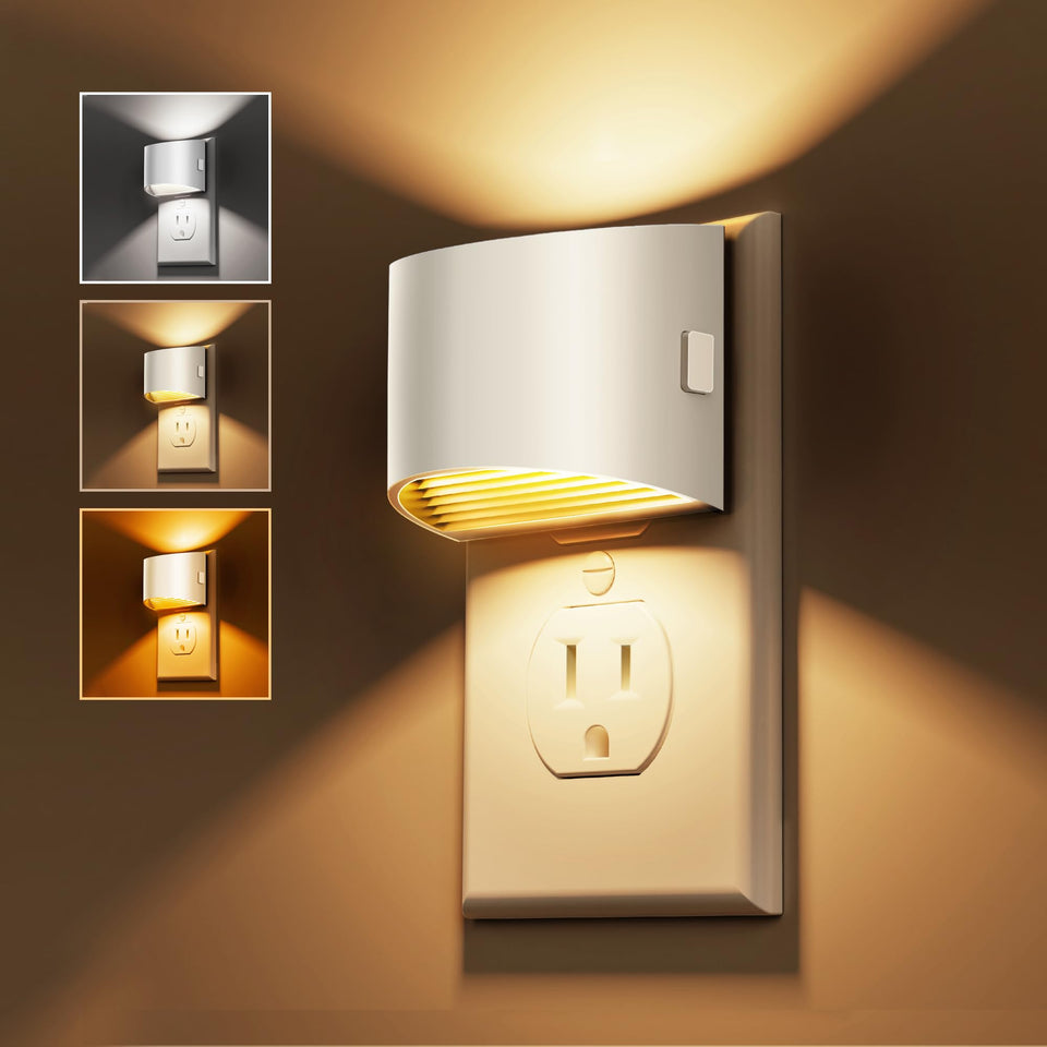 L LOHAS LED night light plugged into wall with white housing for safe hallway lighting