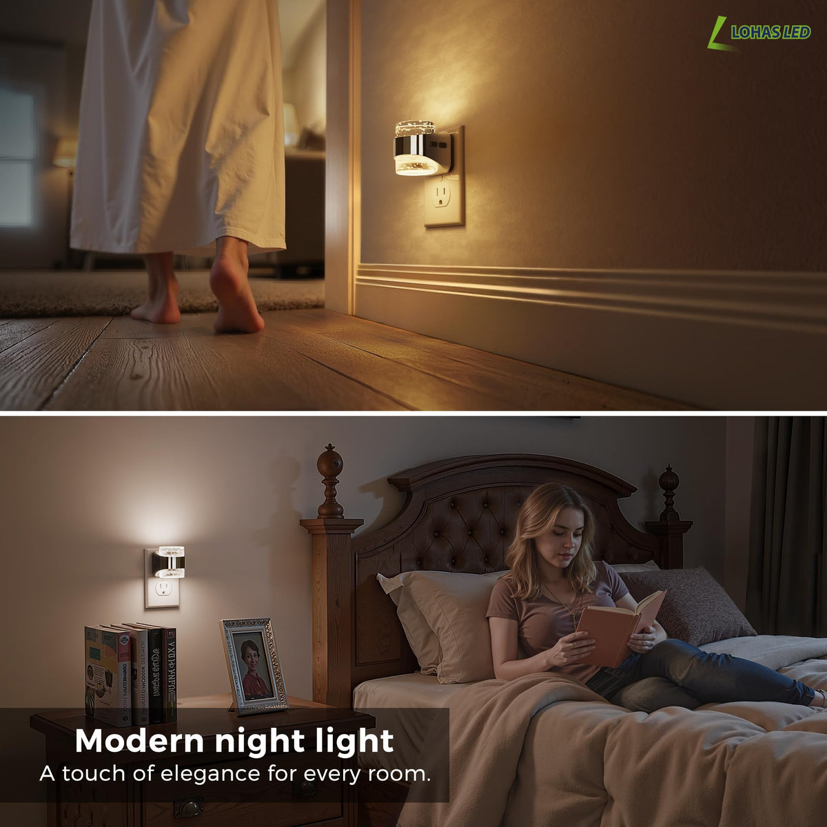 L LOHAS LED versatile night light for rooms, bathrooms, and hallways, guiding midnight trips
