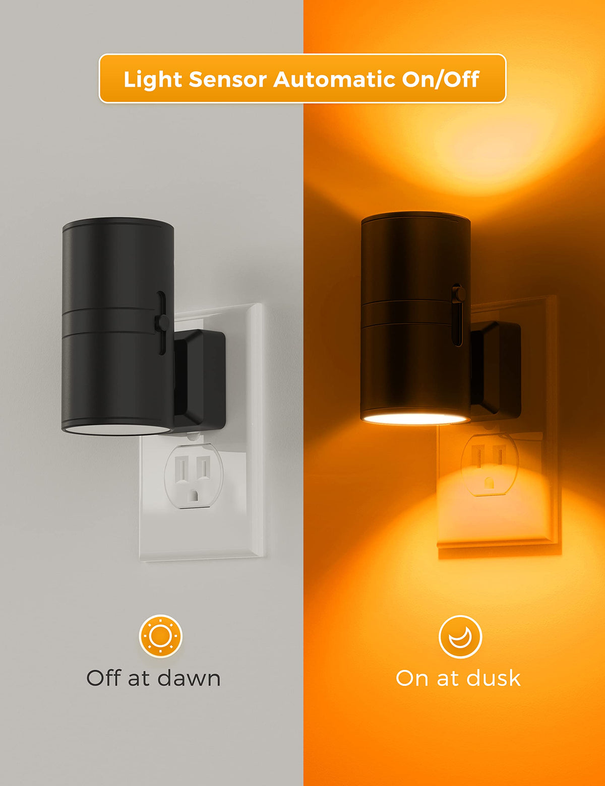 L LOHAS LED night light with dusk-to-dawn sensor turns on at night.