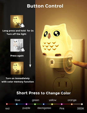 L LOHAS LED Owl Night Light offers 8 colors for mood lighting