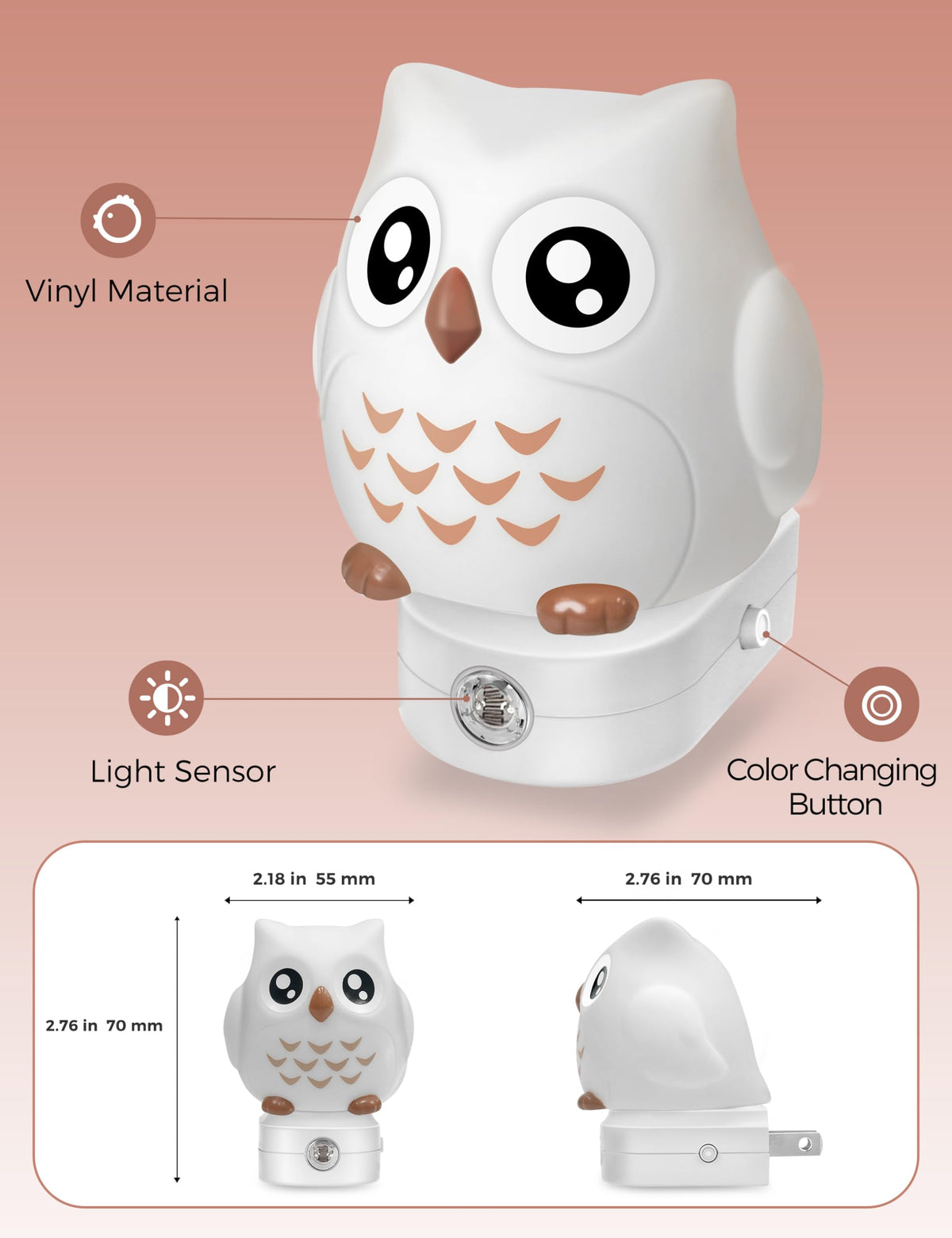 L LOHAS LED Owl Night Light with color cycling for dynamic nighttime scenes