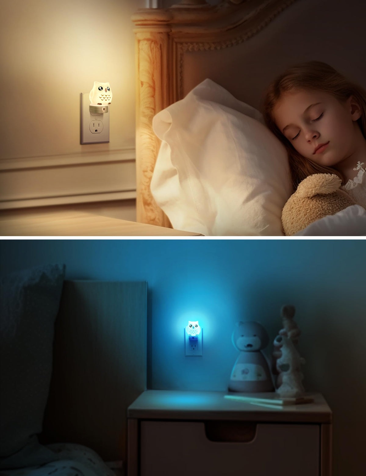 L LOHAS LED Owl Night Light with 50% dimming in soft white mode