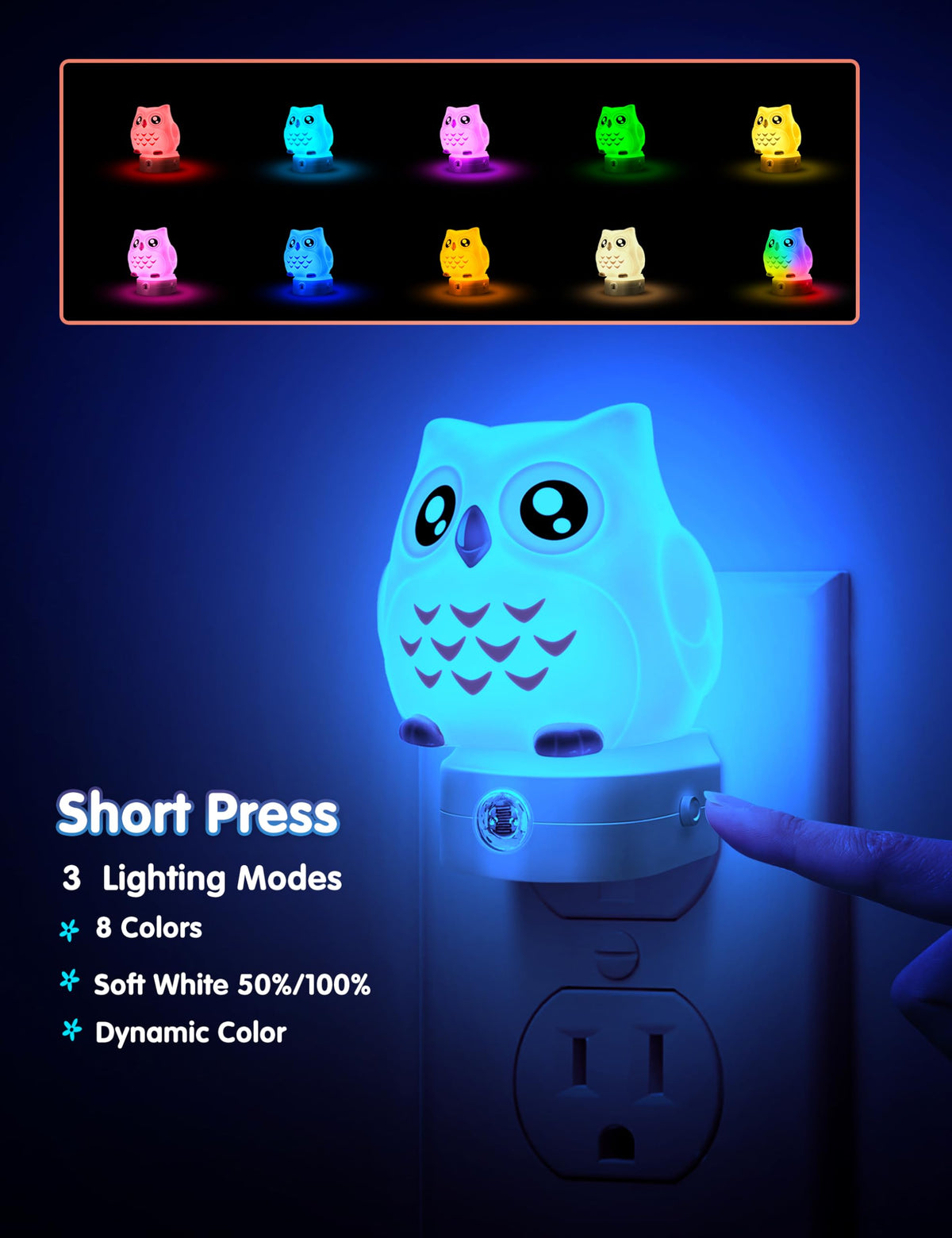 L LOHAS LED Owl Night Light with dusk-to-dawn sensor saves energy automatically