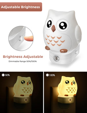 L LOHAS LED Owl Night Light in soft white 3000K for gentle illumination