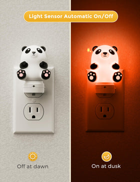 L LOHAS LED panda night light beside bed provides gentle guidance for kids