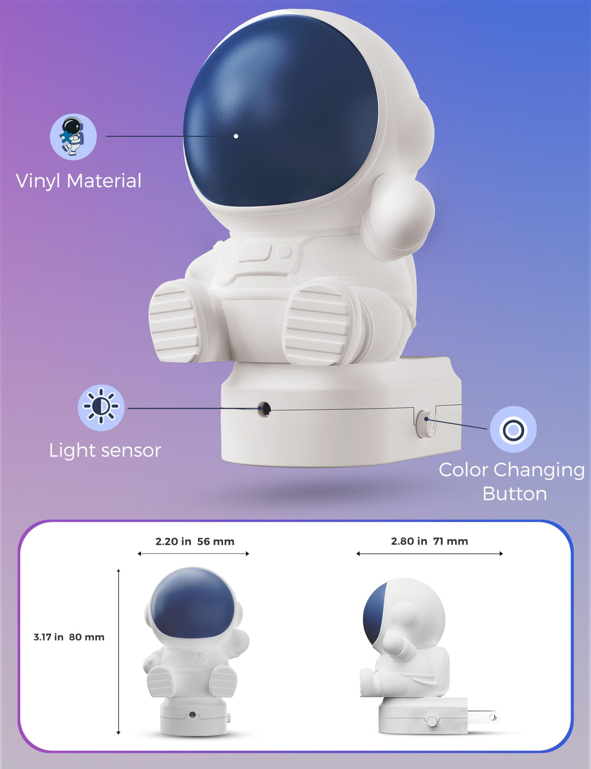 Ideal decor piece for kids rooms with a space motif.