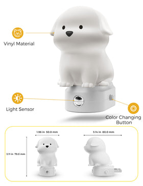 L LOHAS LED puppy night light with easy on/off and dimming option.