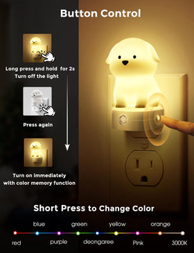 L LOHAS LED puppy night light featuring memory function for quick bedtime setup.