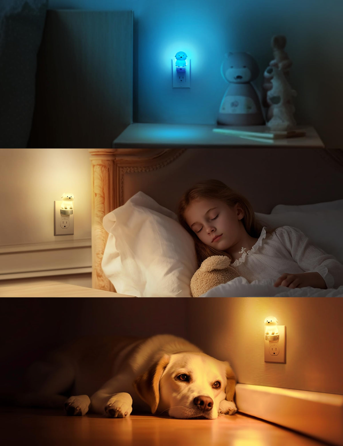 L LOHAS LED puppy night light RGB cycle adds playful color moments.