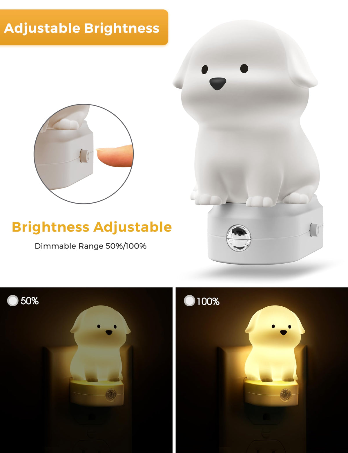 L LOHAS LED puppy night light in soft white 3000K for cozy rooms.