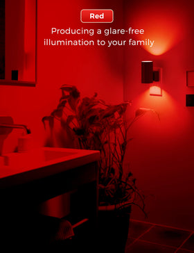 L LOHAS LED red night light in a bedroom creating a warm glow