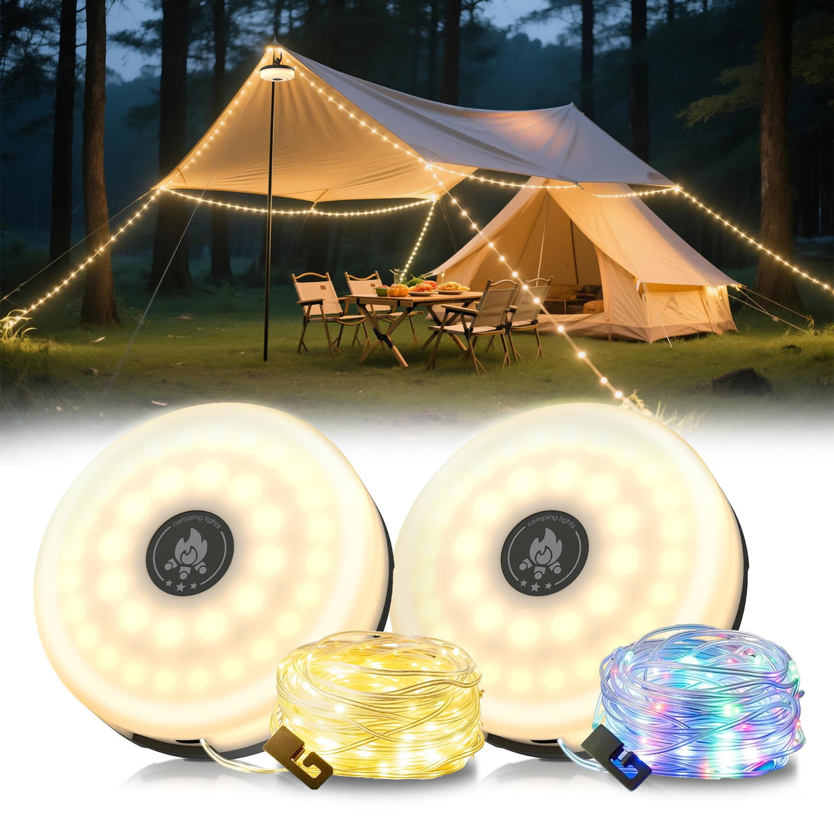 L LOHAS LED upgraded 2-pack lights in tent ambience