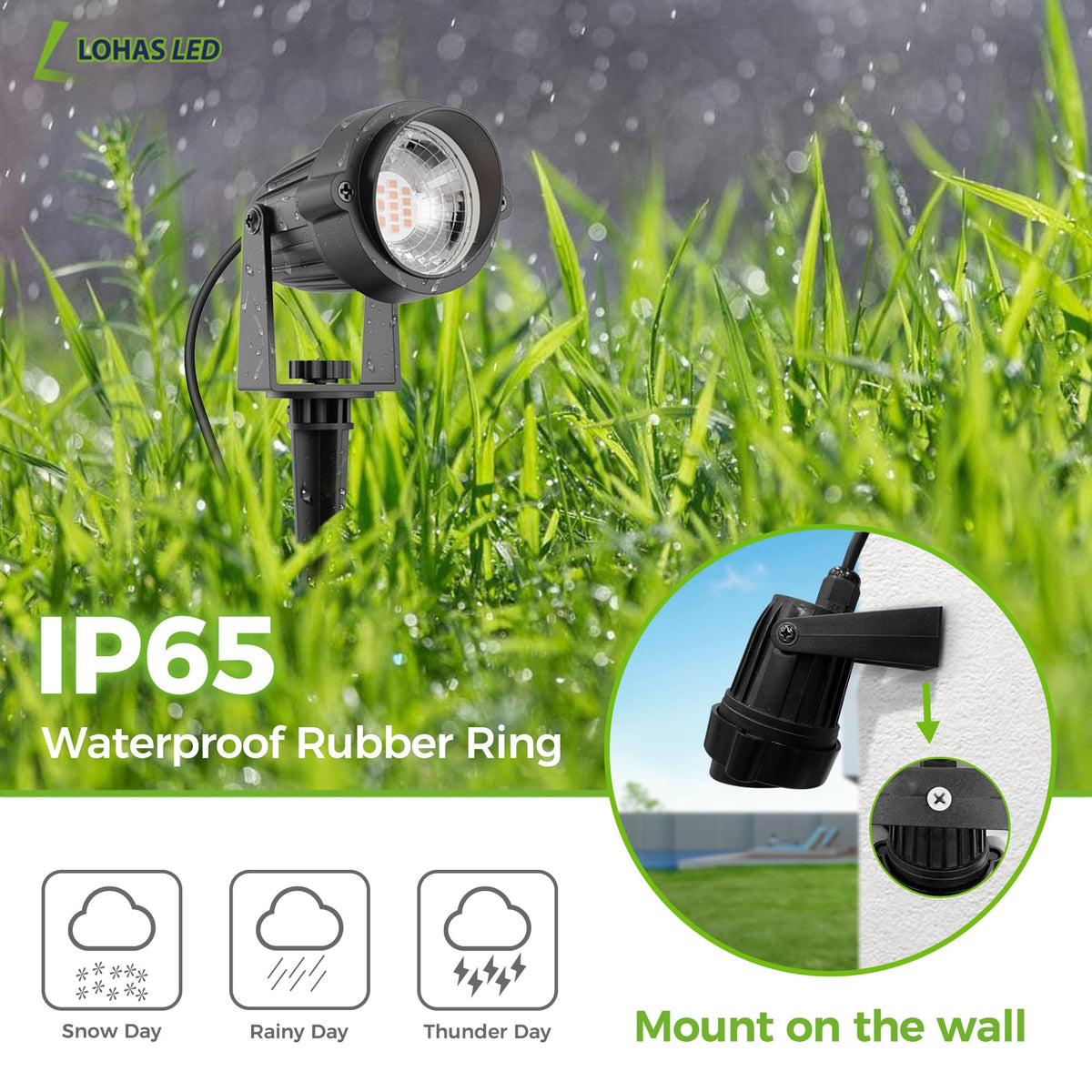 L LOHAS LED warm white 3000K spotlight ideal for subtle evening garden ambiance.