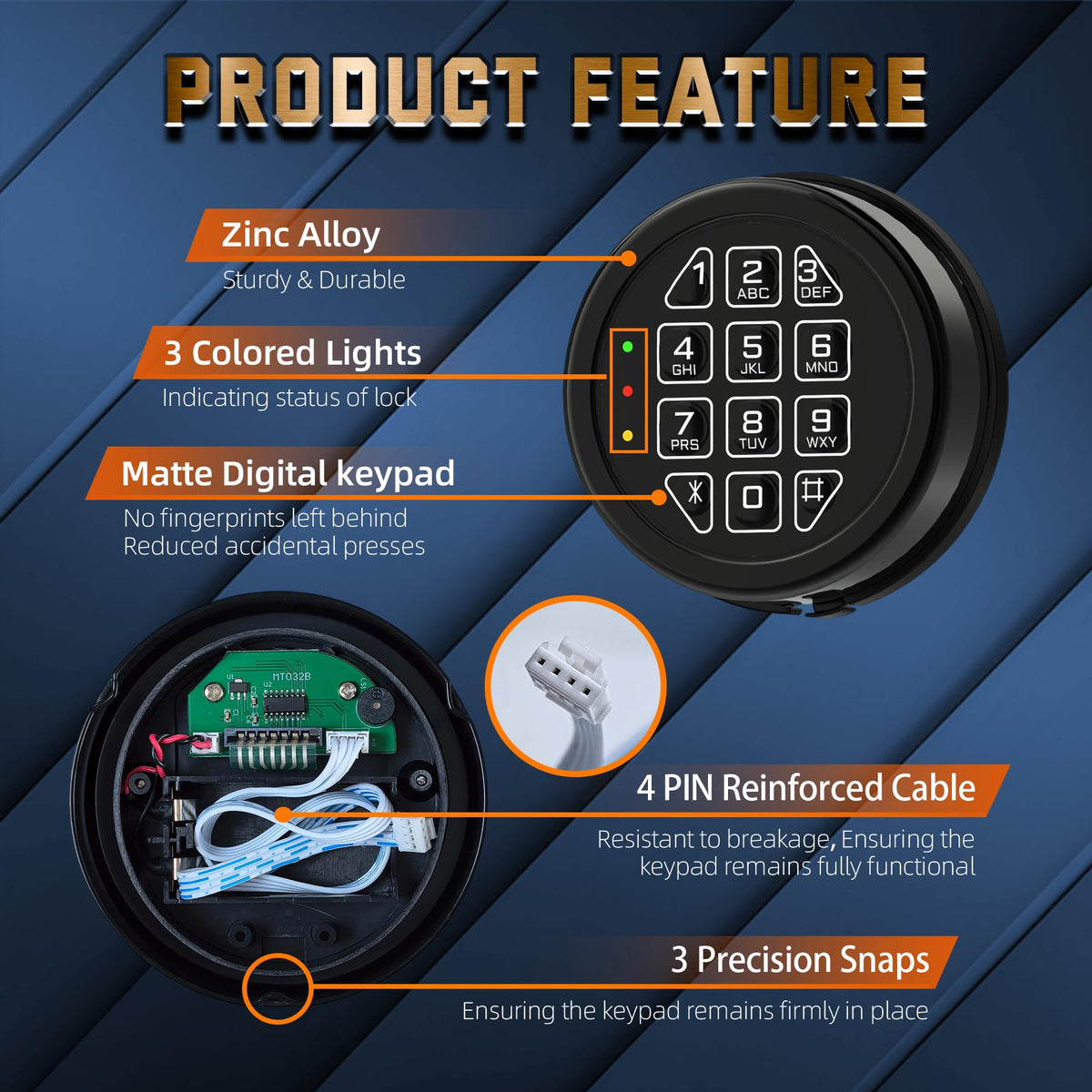 La Macaza keypad inside-door view highlighting compact connector for installation.