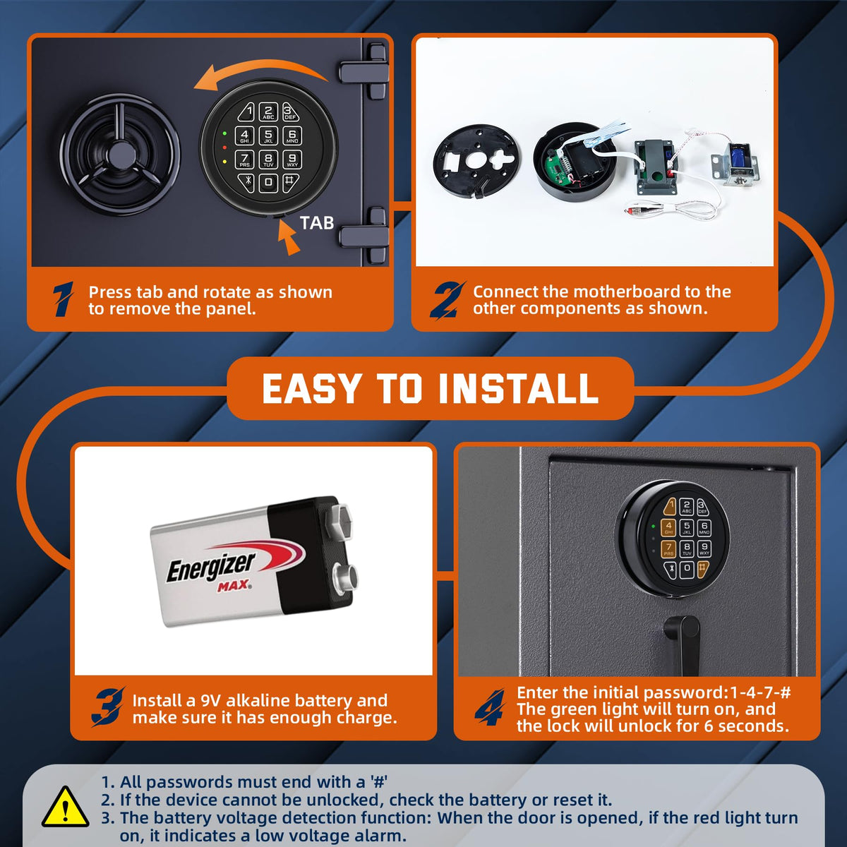 La Macaza three LED status indicators displaying lock condition at a glance.