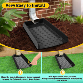 laapee black splash block blends with gutters while protecting landscaping