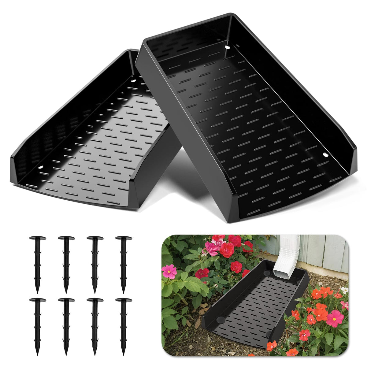 laapee downspout splash block with one-piece-design redirects runoff away from foundations